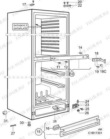 Взрыв-схема холодильника Elektro Helios KF3479 - Схема узла C10 Cabinet